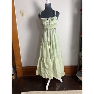 Tiered Maxi Whimsical Dress Romantic Milkmaid Bohemian Fairy Regencycore M